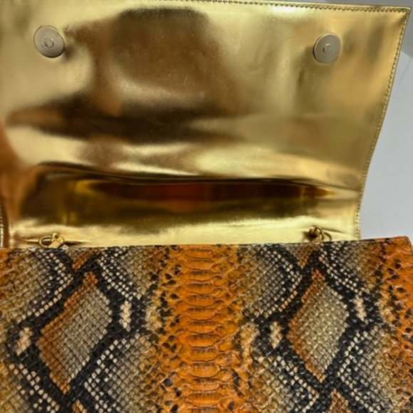 LORI BLUE VINYL CLUTCH BAG  RHINESTONED HANDLE SILK LINING - Picture 9 of 9